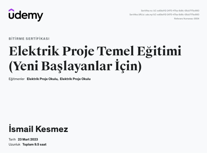 Udemy Elektrik Proje